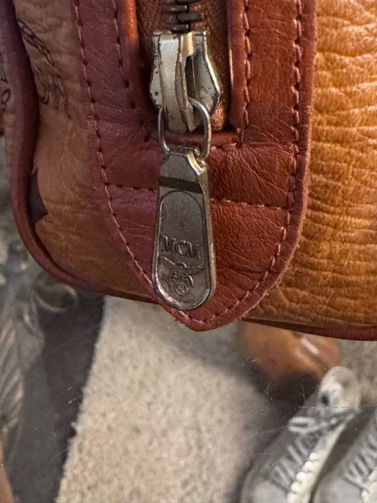 MCM Cognac Visetos Mini Crossbody Satchel with Gold Hardware - Picture 13 of 16